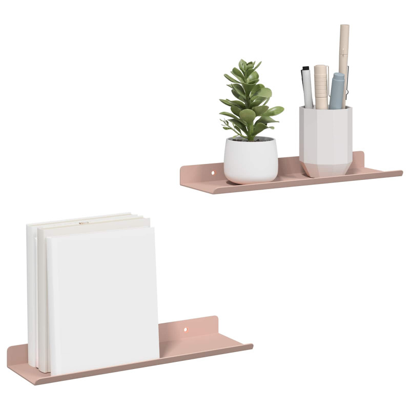 Półka wisząca 2 pcs Różowy 30 x 9 x 2,5 cm Stal