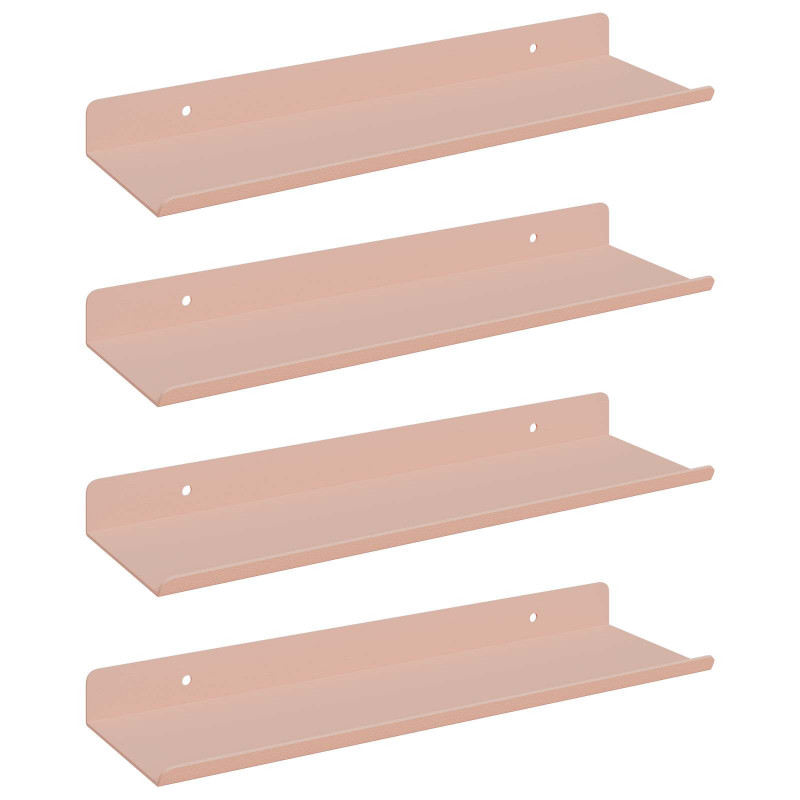 Półka wisząca 4 pcs Różowy 30 x 9 x 2,5 cm Stal