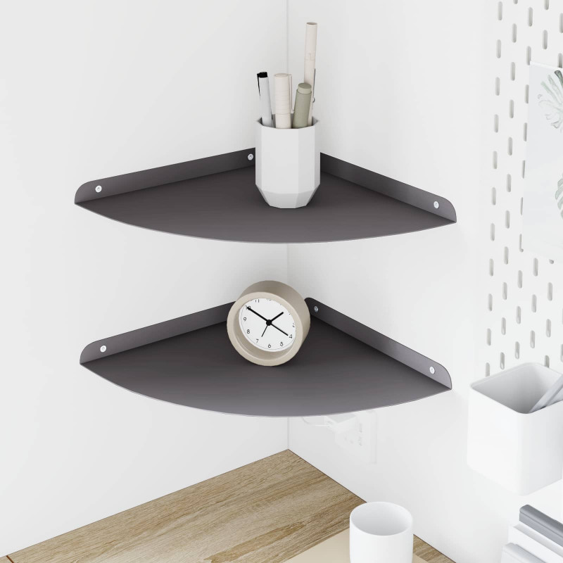 Pływająca Półka w Rogu z półką 2 pcs Czarny 30 x 30 x 2 cm