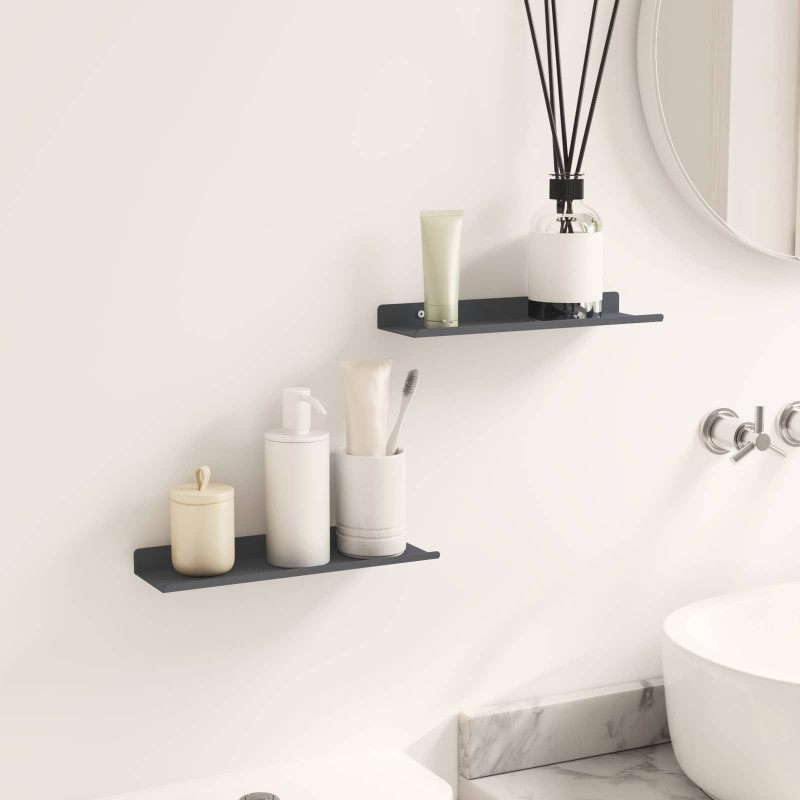 Półka wisząca 2 pcs Antracyt 30 x 9 x 2,5 cm Stal