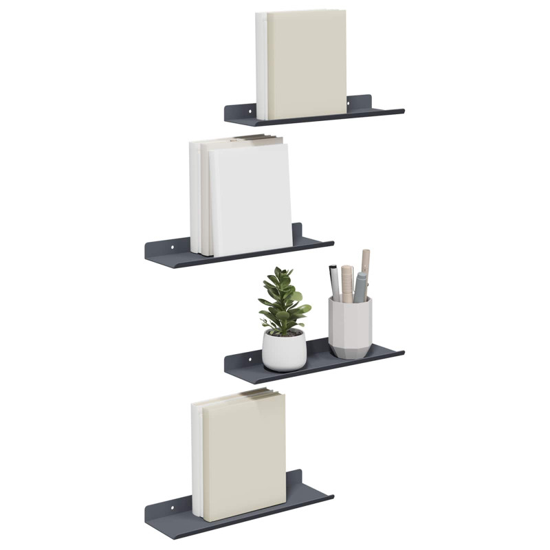 Półka wisząca 4 pcs Antracyt 30 x 9 x 2,5 cm Stal