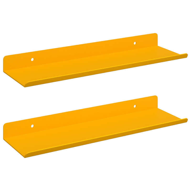 Półka wisząca 2 pcs Musztardowy Żółty 30 x 9 x 2,5 cm Stal