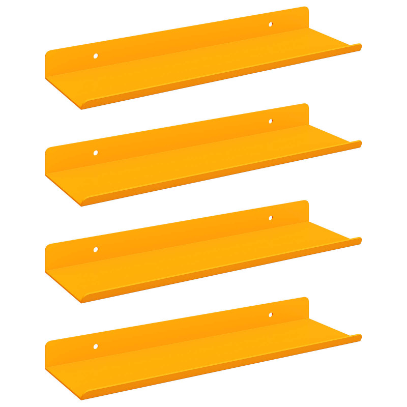 Półka wisząca 4 pcs Musztardowy Żółty 30 x 9 x 2,5 cm Stal