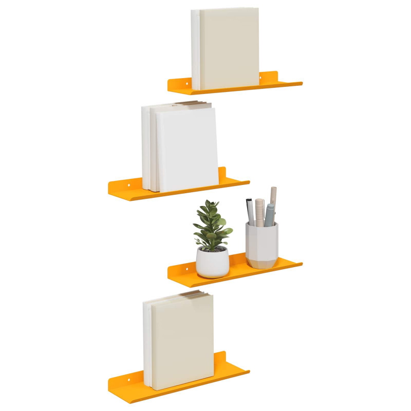 Półka wisząca 4 pcs Musztardowy Żółty 30 x 9 x 2,5 cm Stal