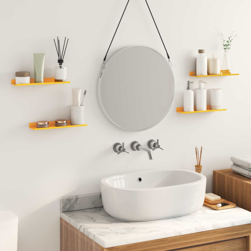 Półka wisząca 4 pcs Musztardowy Żółty 30 x 9 x 2,5 cm Stal