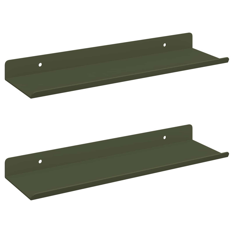 Półka wisząca 2 pcs Zielony oliwkowy 30 x 9 x 2,5 cm Stal