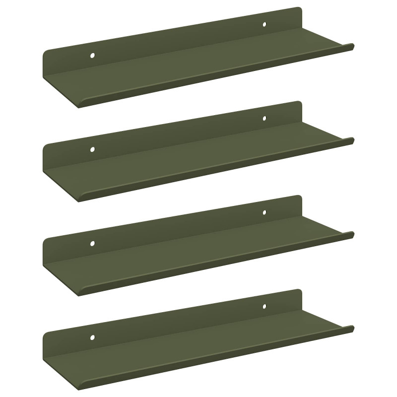 Półka wisząca 4 pcs Zielony oliwkowy 30 x 9 x 2,5 cm Stal