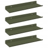 Półka wisząca 4 pcs Zielony oliwkowy 30 x 9 x 2,5 cm Stal