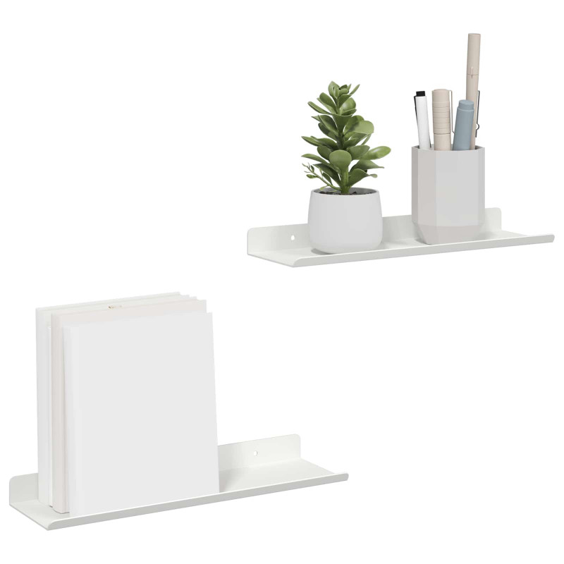 Półka wisząca 2 pcs Biały 30 x 9 x 2,5 cm Stal