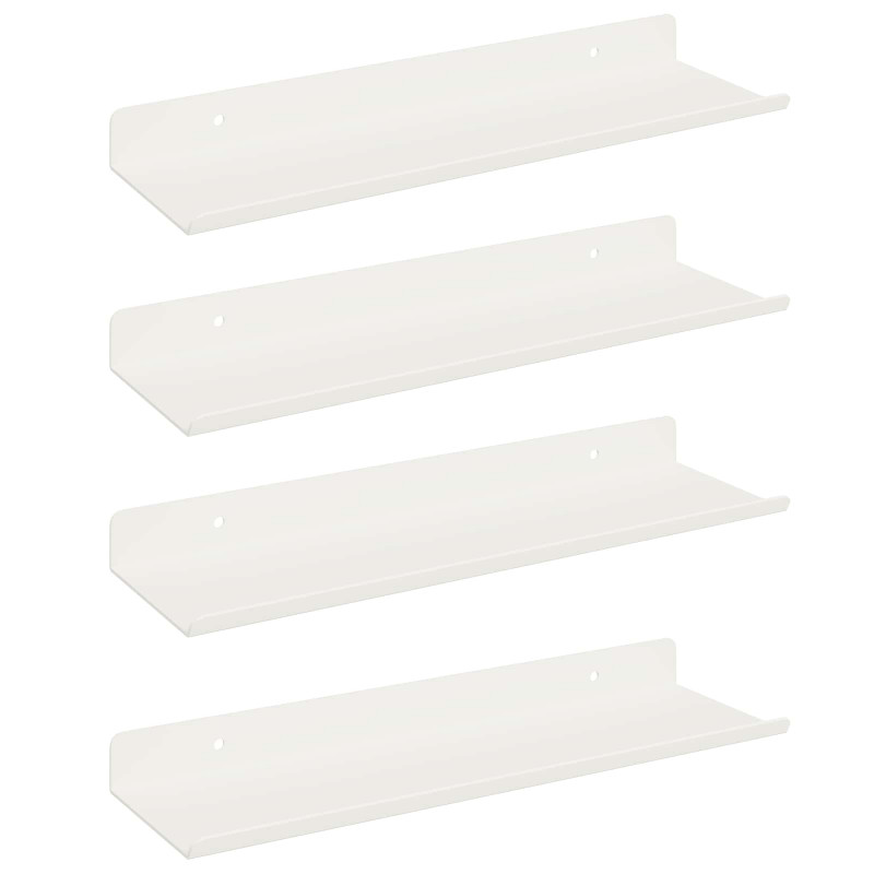 Półka wisząca 4 pcs Biały 30 x 9 x 2,5 cm Stal