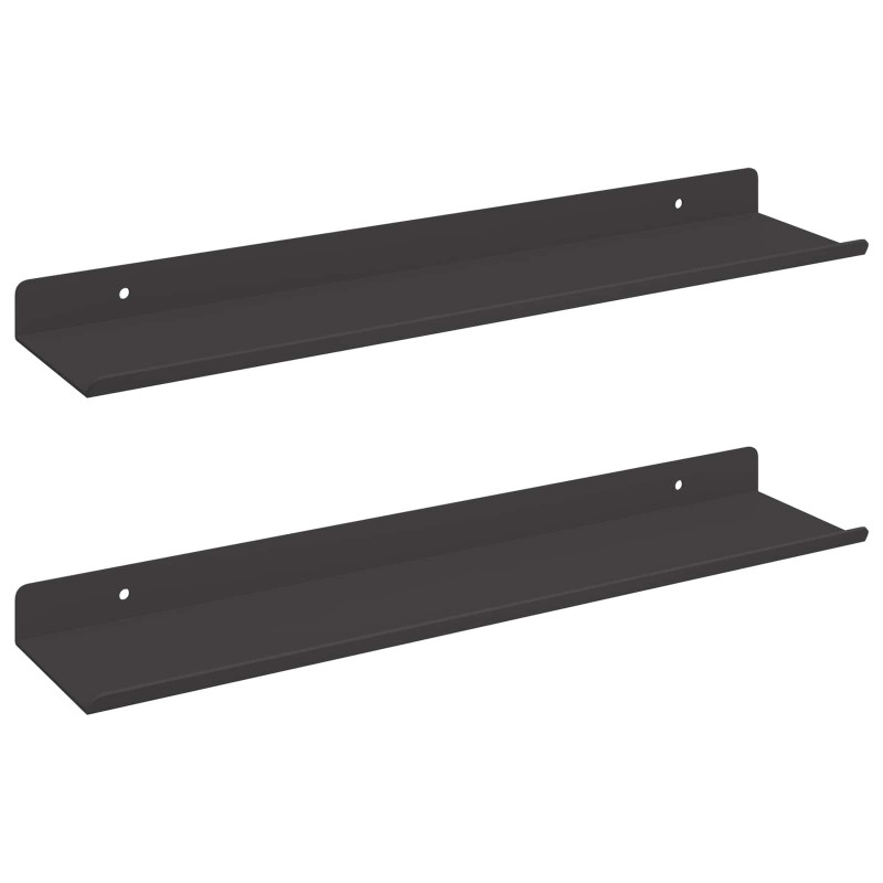 Półka wisząca 2 pcs Czarny 40 x 8,5 x 2,5 cm Stal