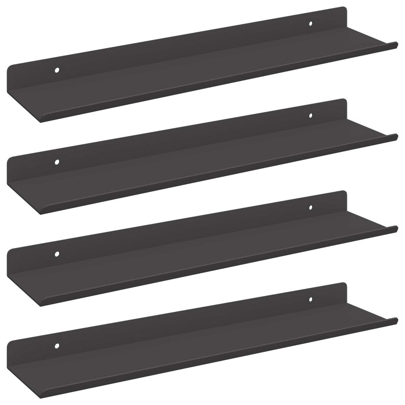 Półka wisząca 4 pcs Czarny 40 x 9 x 2,5 cm Stal