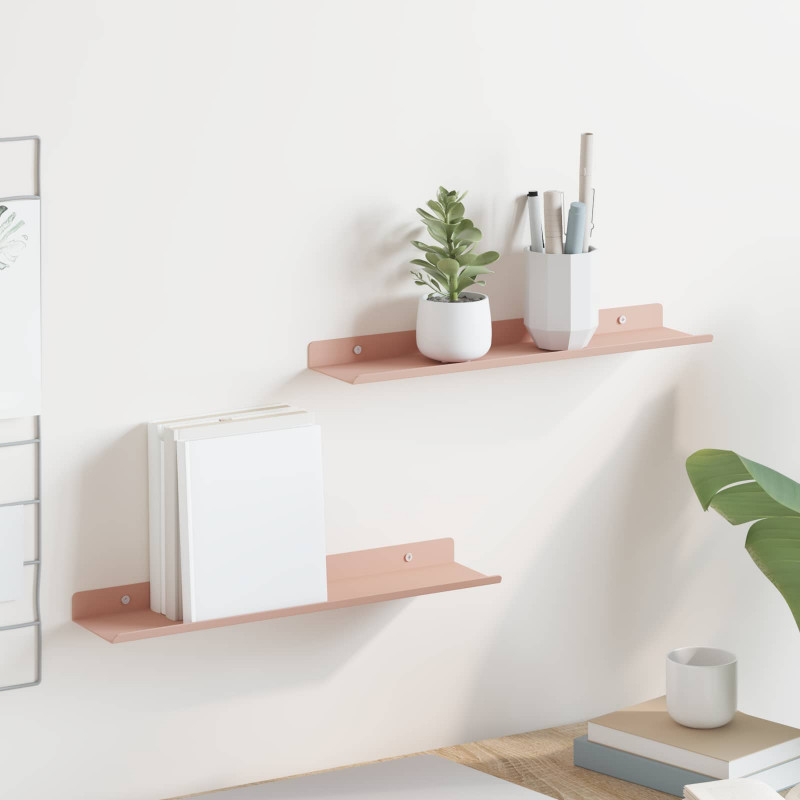 Półka wisząca 2 pcs Różowy 40 x 9 x 2,5 cm Stal