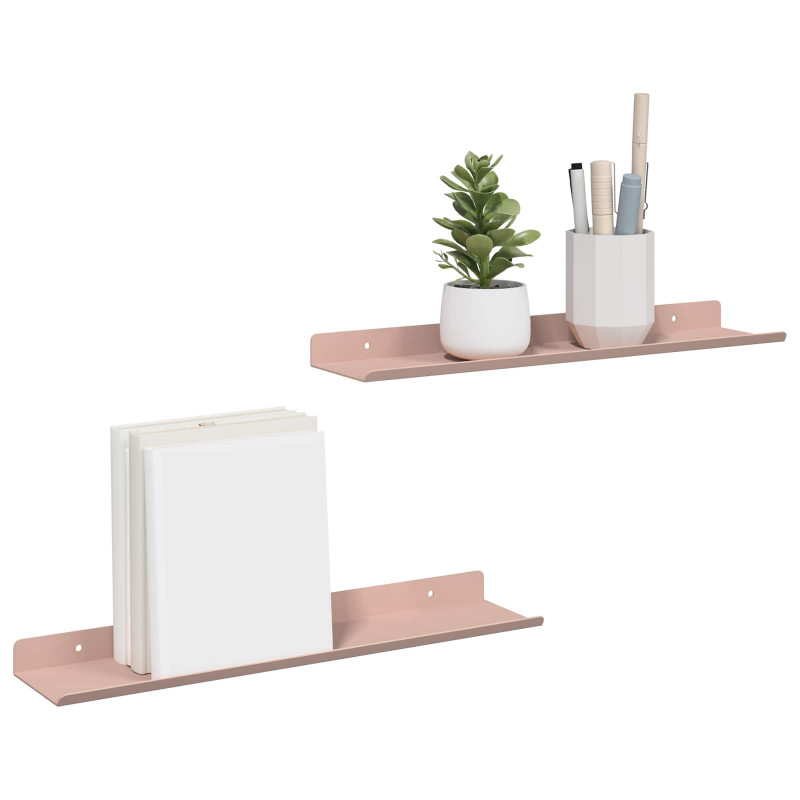 Półka wisząca 2 pcs Różowy 40 x 9 x 2,5 cm Stal
