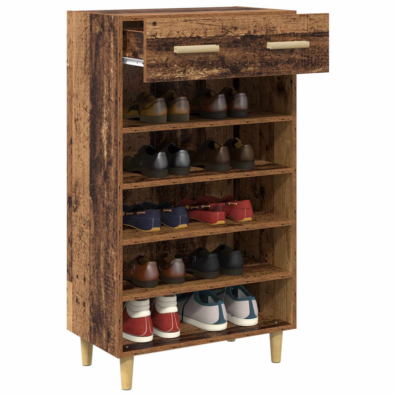 Szafka na buty z szufladą z półką Stare drewno 60 x 35 x 105 cm