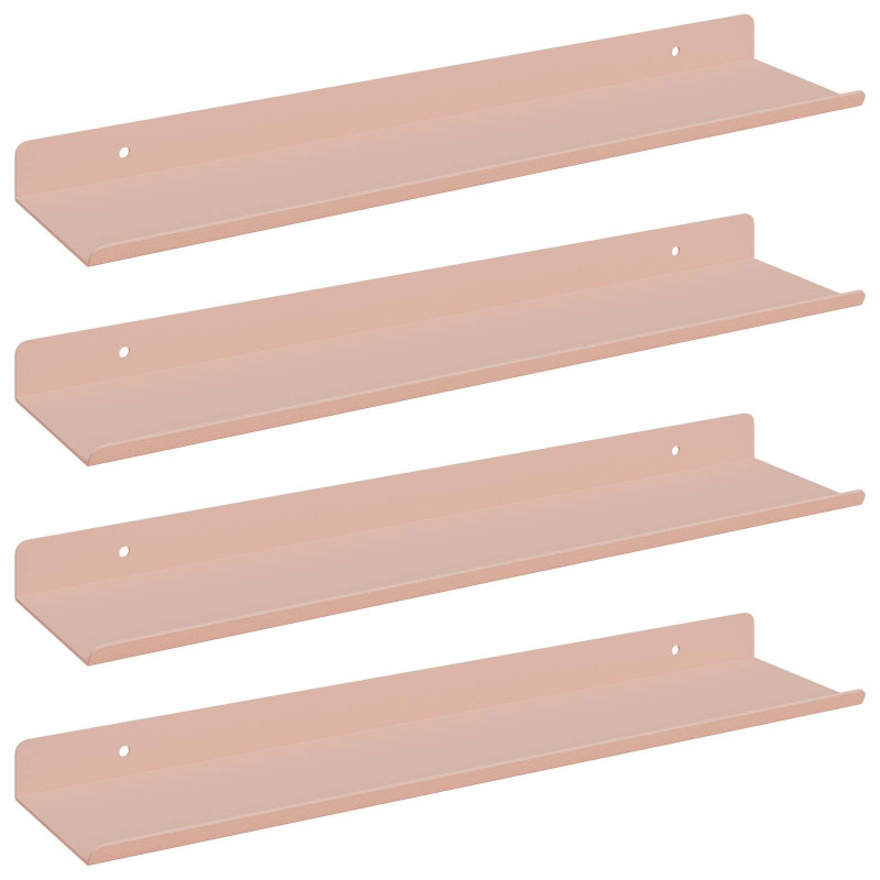 Półka wisząca 4 pcs Różowy 40 x 9 x 2,5 cm Stal