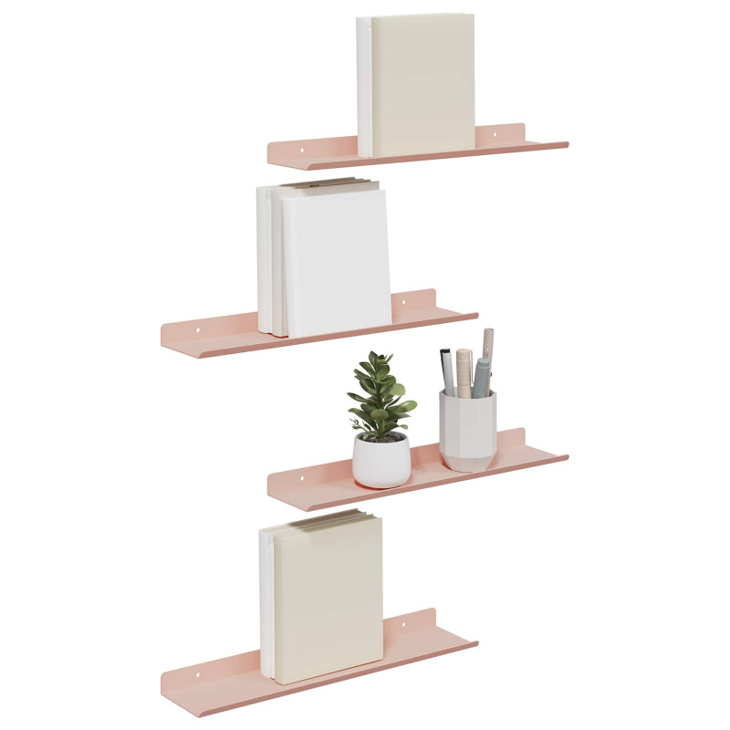 Półka wisząca 4 pcs Różowy 40 x 9 x 2,5 cm Stal