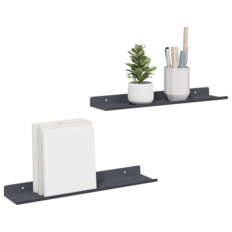 Półka wisząca 2 pcs Antracyt 40 x 9 x 2,5 cm Stal