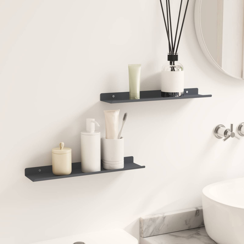 Półka wisząca 2 pcs Antracyt 40 x 9 x 2,5 cm Stal