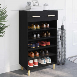 Szafka na buty z szufladą z półką Czarny Dąb 60 x 35 x 105 cm