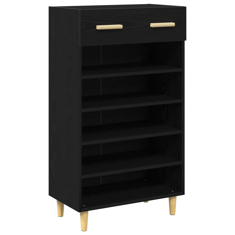 Szafka na buty z szufladą z półką Czarny Dąb 60 x 35 x 105 cm
