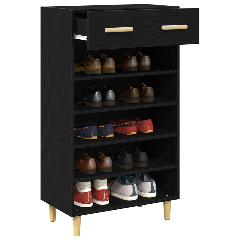 Szafka na buty z szufladą z półką Czarny Dąb 60 x 35 x 105 cm