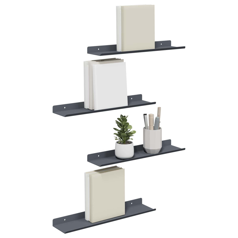 Półka wisząca 4 pcs Antracyt 40 x 9 x 2,5 cm Stal