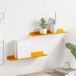 Półka wisząca 2 pcs Musztardowy Żółty 40 x 9 x 2,5 cm Stal