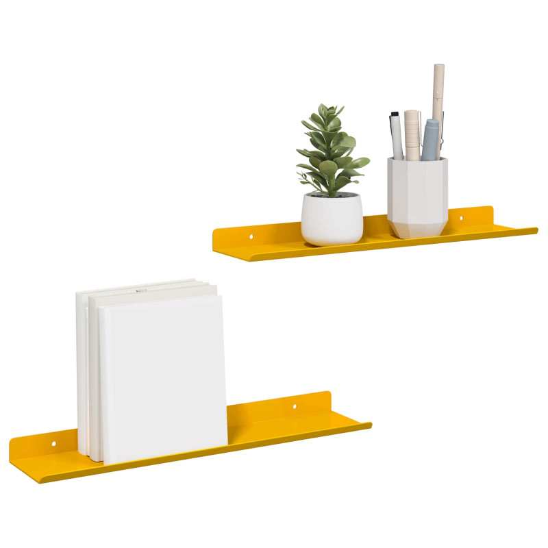 Półka wisząca 2 pcs Musztardowy Żółty 40 x 9 x 2,5 cm Stal