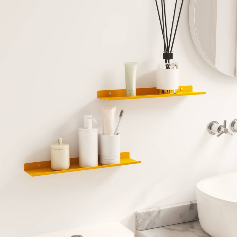 Półka wisząca 2 pcs Musztardowy Żółty 40 x 9 x 2,5 cm Stal