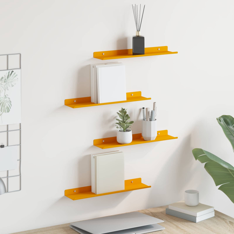 Półka wisząca 4 pcs Musztardowy Żółty 40 x 9 x 2,5 cm Stal
