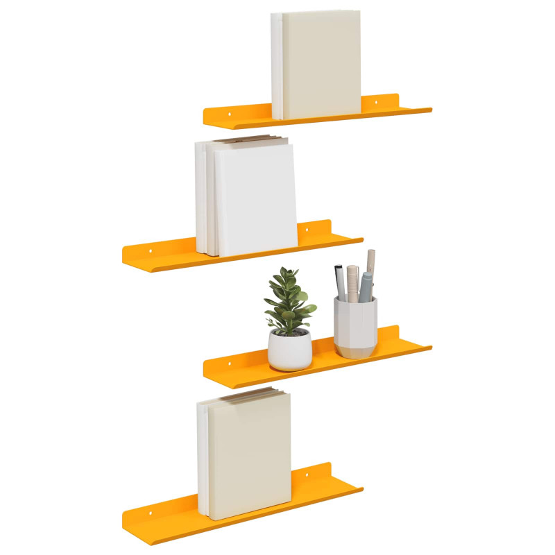 Półka wisząca 4 pcs Musztardowy Żółty 40 x 9 x 2,5 cm Stal