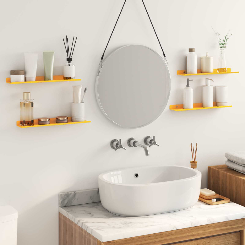 Półka wisząca 4 pcs Musztardowy Żółty 40 x 9 x 2,5 cm Stal