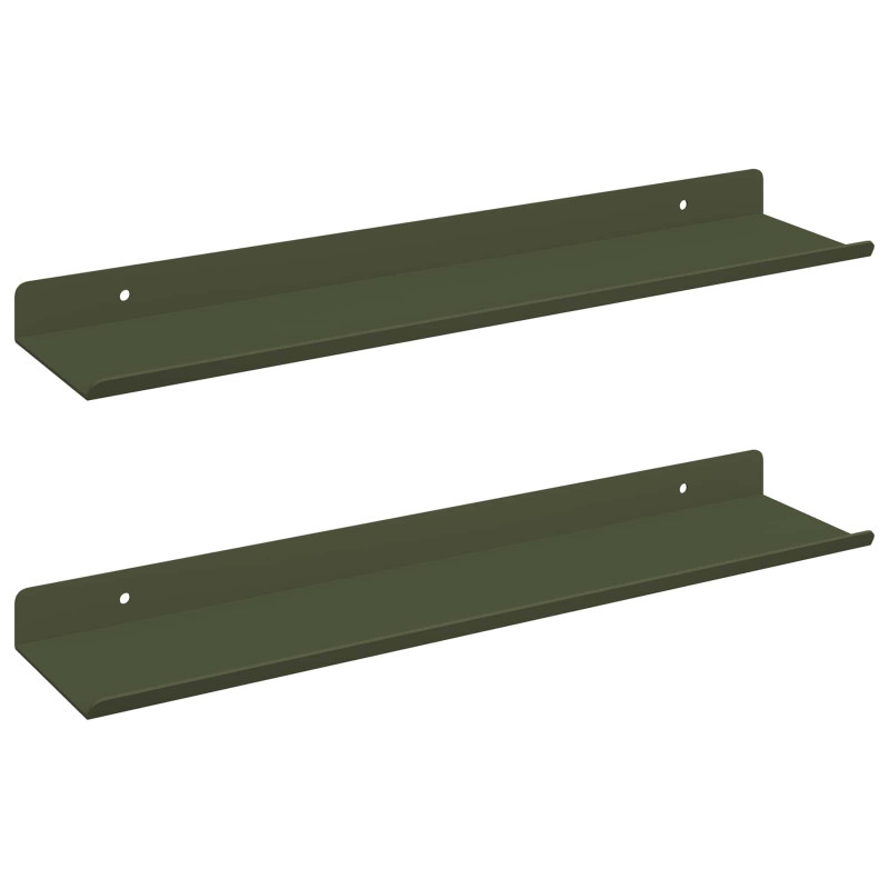 Półka wisząca 2 pcs Zielony oliwkowy 40 x 9 x 2,5 cm Stal