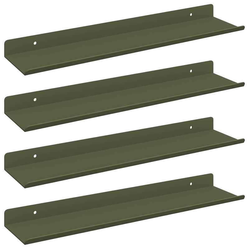 Półka wisząca 4 pcs Zielony oliwkowy 40 x 9 x 2,5 cm Stal