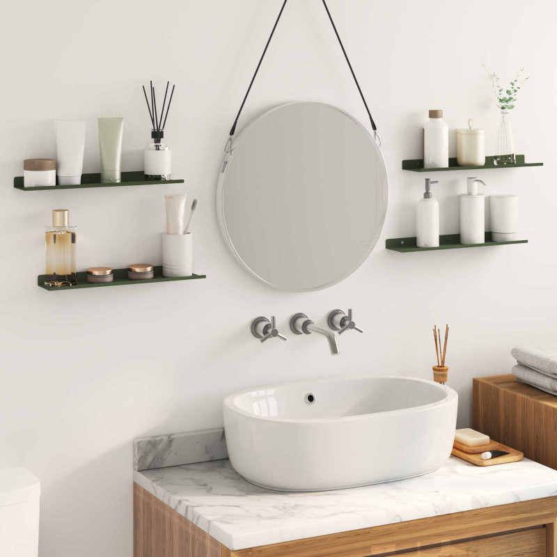 Półka wisząca 4 pcs Zielony oliwkowy 40 x 9 x 2,5 cm Stal