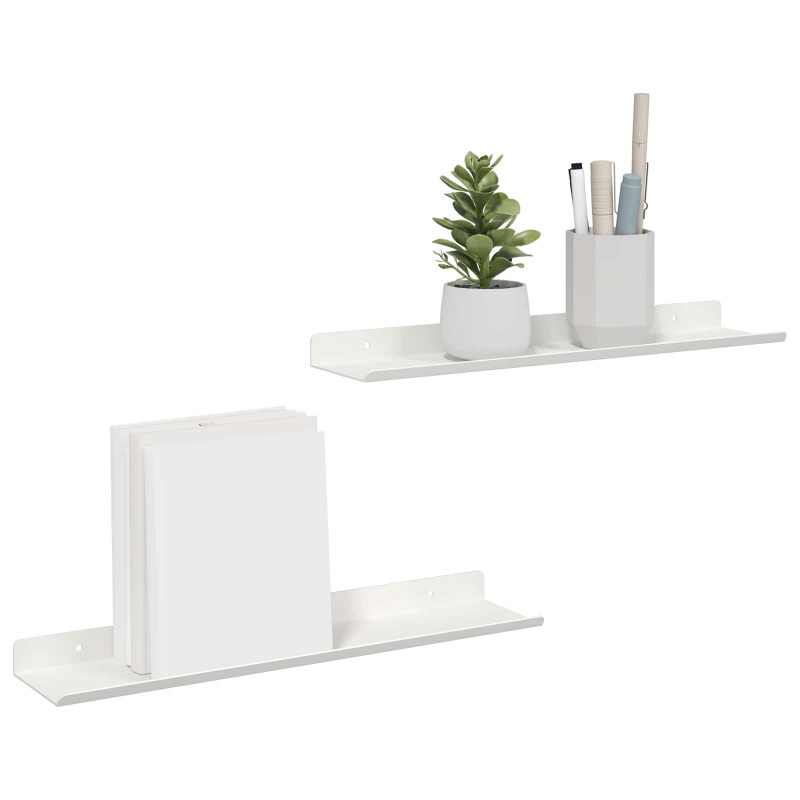 Półka wisząca 2 pcs Biały 40 x 9 x 2,5 cm Stal