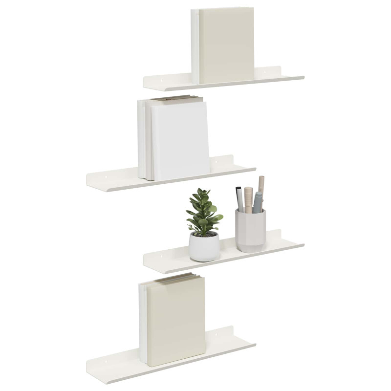 Półka wisząca 4 pcs Biały 40 x 9 x 2,5 cm Stal