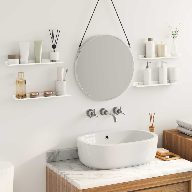 Półka wisząca 4 pcs Biały 40 x 9 x 2,5 cm Stal