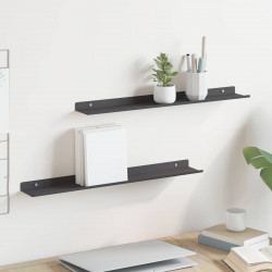 Półka wisząca 2 pcs Czarny 60 x 8,5 x 2,5 cm Stal