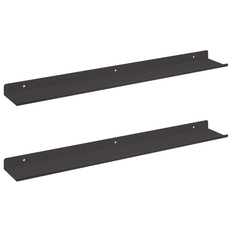 Półka wisząca 2 pcs Czarny 60 x 8,5 x 2,5 cm Stal