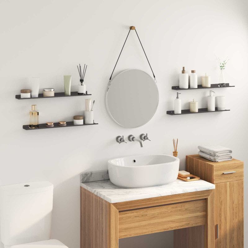 Półka wisząca 4 pcs Czarny 60 x 9 x 2,5 cm Stal