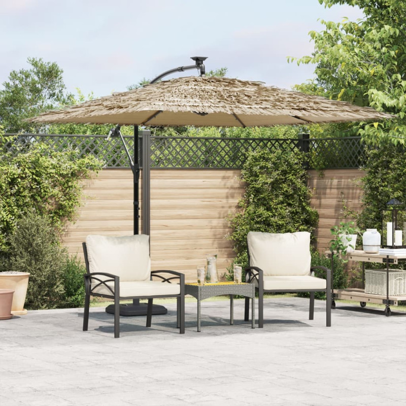 Parasol ogrodowy z LED, stalowy słupek, brązowy, 269x269x235 cm