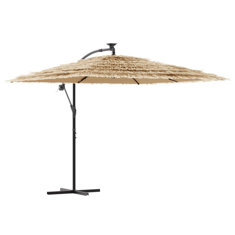 Parasol ogrodowy z LED, stalowy słupek, brązowy, 269x269x235 cm