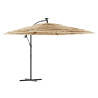 Parasol ogrodowy z LED, stalowy słupek, brązowy, 269x269x235 cm