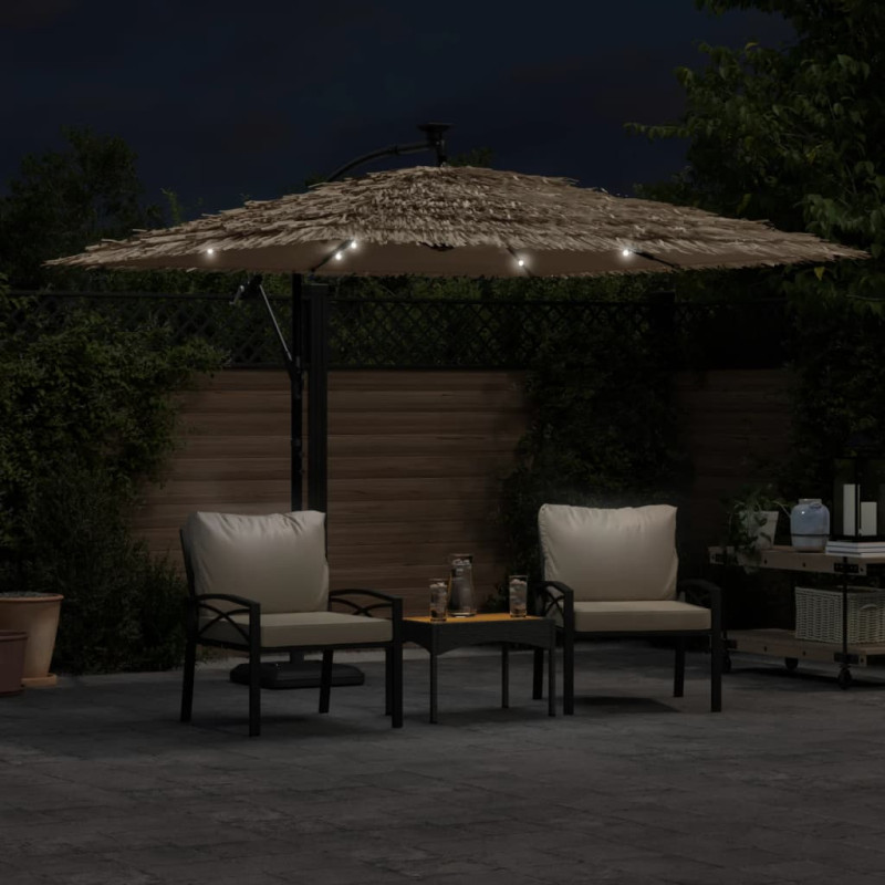 Parasol ogrodowy z LED, stalowy słupek, brązowy, 269x269x235 cm