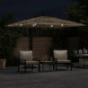 Parasol ogrodowy z LED, stalowy słupek, brązowy, 269x269x235 cm