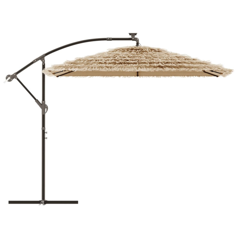 Parasol ogrodowy z LED, stalowy słupek, brązowy, 269x269x235 cm