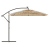 Parasol ogrodowy z LED, stalowy słupek, brązowy, 269x269x235 cm