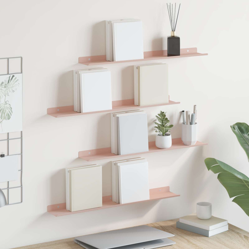 Półka wisząca 4 pcs Różowy 60 x 9 x 2,5 cm Stal